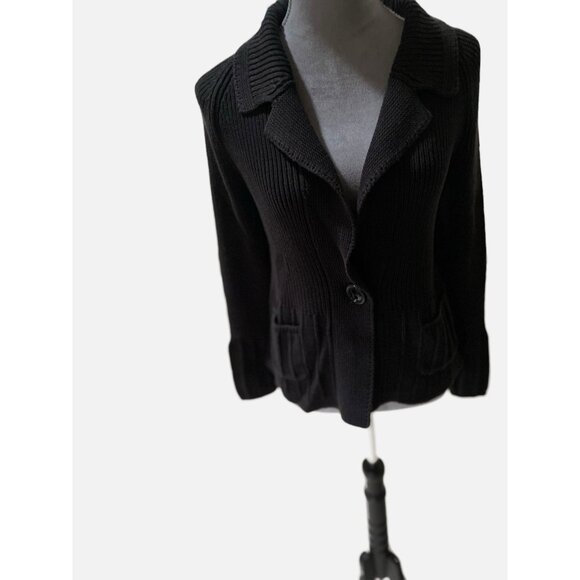 VTG Lauren Ralph Lauren Women Black Sweater RN# 54050 Chunky With Pockets SizeM. - Picture 1 of 6
